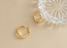 Load image into Gallery viewer, FLAT BAR BAND X SHAPED HOOPS - JEWELRY
